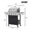 Racxily Propane Grill 4 Burner Barbecue Grill Stainless Steel Gas Grill with Side Burner, 46,500 BTU Outdoor Cooking, Garden Barbecue Grill, Black - 2 of 4
