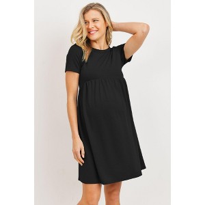 Hello Miz Women's Casual Mini T-Shirt Maternity Dress - 1 of 4