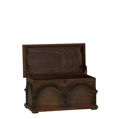 Antique Arch Brown Solid Wood Storage Trunk 20"