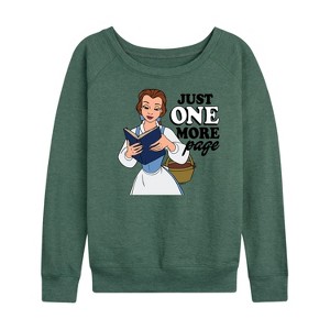 Women's - Disney Princess - Belle One More Page Lightweight French Terry Wide Neck Long Sleeve Shirt - 1 of 4