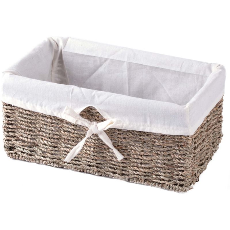 Vintiquewise Seagrass Shelf Basket Lined with White Lining, 1 of 9