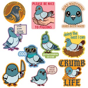 Pigeon Sticker Extra Large Stickers for Adults Funny Adhesives with Memes - Crazy Dog  for Animal Lovers Multi 10 Pieces - 1 of 4
