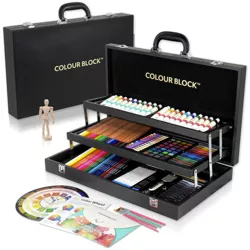 181pc Mixed Media Leather Box Art Set  - Colour Block
