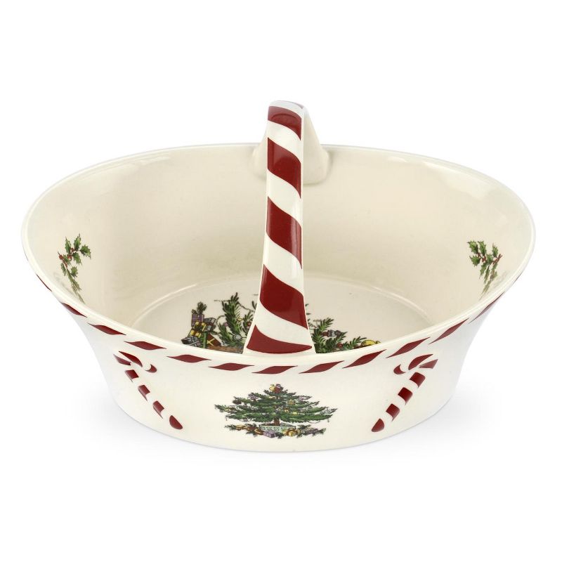 Spode Christmas Tree Peppermint Handled Basket - 6.5 Inch, 1 of 6