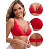 INSPIRE CHIC Women's Lace Trim Wirefree Lingerie Adjustable Spaghetti Straps Deep V Soft Push Up Bras - 3 of 4