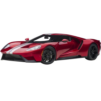2017 Ford GT Liquid Red Metallic with Silver Stripes 1/12 Model Car by Autoart