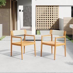 Christopher Knight Home Daisy Outdoor Rustic Acacia Wood and Rope Dining Chairs with Open Backrest (Set of 2) - 1 of 4