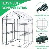 Walk-in Greenhouse with 12 Shelves, Heavy Duty Steel Frame & Thick PE Cover, 56" x 56" x 77" Portable Outdoor Plant House for Balcony & Patio - 4 of 4