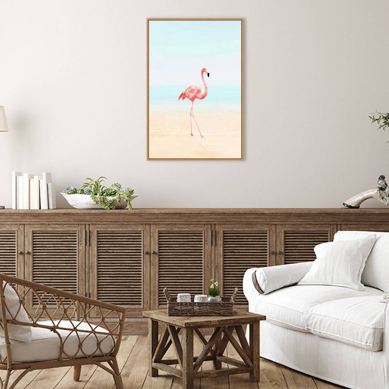 23&#34; x 33&#34; Flamingo on The Beach II by Tai Prints Framed Canvas Wall Art Print - Amanti Art, 6 of 8