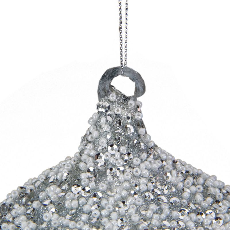 Northlight 5.25" Silver Beads and Sequins Glass Onion Christmas Ornament, 3 of 4
