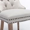 Akoasm Set of 2 Modern Tufted Linen Upholstered Dining Chair with Solid Wood Legs & Tassel Trim-Beige - 4 of 4