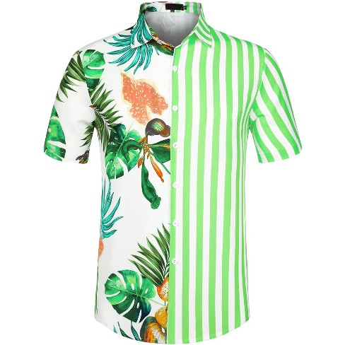 Shirts  Green Oversized Hawaiian Shirt With Lots Of White And