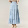 Anna-Kaci Women's Tiered Maxi Skirt with Ribbon Tie Details and Elastic Waistband - 4 of 4