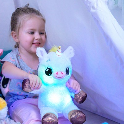 White and Green Light-Up Musical Unicorn Plush Toy