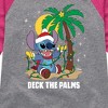 Girls' - Lilo and Stitch - Deck The Palms Christmas Shirt Tail Raglan Graphic T-shirt - 2 of 4