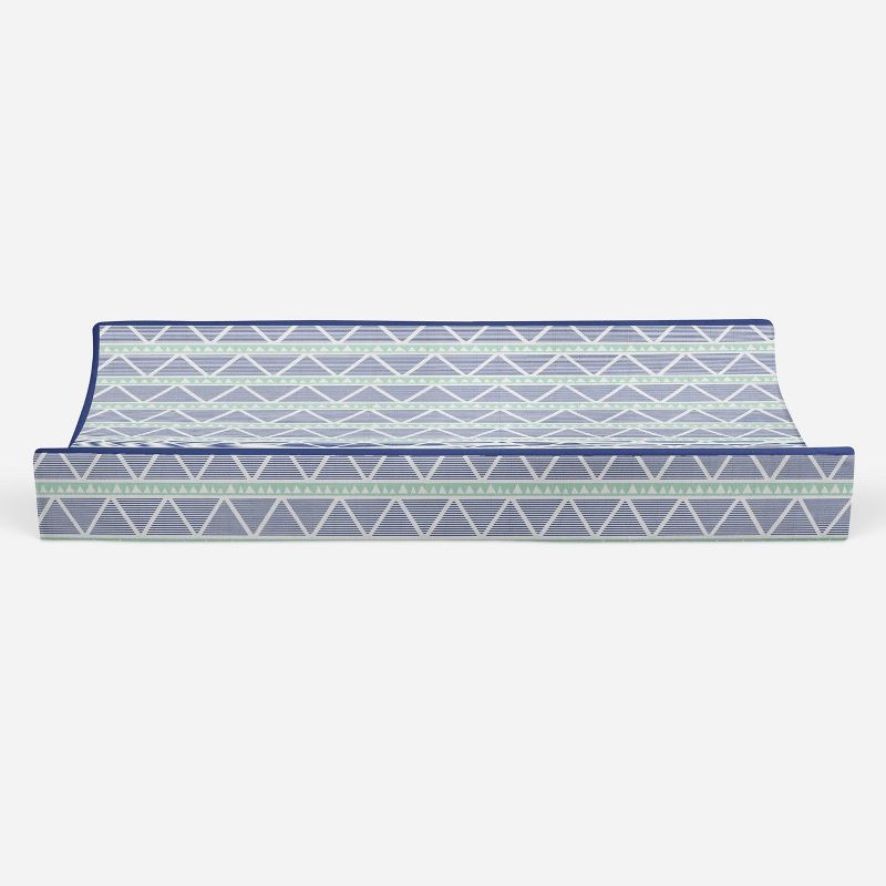 Bacati - Emma Mint/Navy Large Triangles Quilted Muslin Changing Pad Cover, 5 of 10