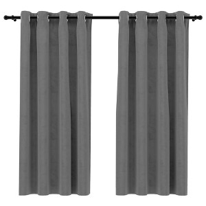 vidaXL Blackout Curtains with Rings 2 pcs Gray 54"x63" Velvet - 1 of 1