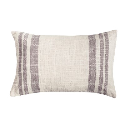 carol & frank 14" x 22" Morgan Cement Gray Striped Cotton Woven Pillow