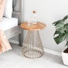 MH London Melody  20" Solid Wood and Gold Metal End Table with Round Top - 2 of 4