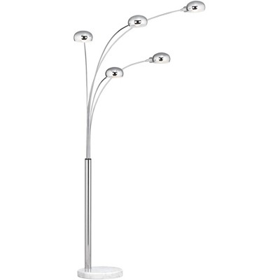 Possini Euro Design Mid Century Modern Arc Floor Lamp 5-Light Chrome Marble Base Swivel Dome Shades for Living Room Reading