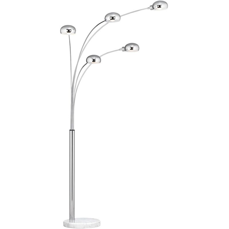 Possini Euro Design Modern Mid Century Arc Floor Lamp with USB Charging Port 5-Light 78" Tall Chrome Metal for Living Room Reading, 1 of 10