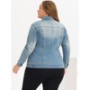 Agnes Orinda Women's Plus Size Button Front Chest Pockets Washed Casual Jean Jackets - 4 of 4