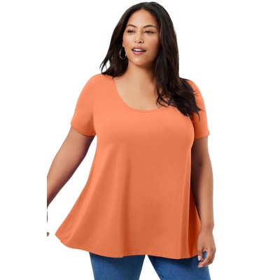 June + Vie by Roaman's Women's Plus Size Short-Sleeve Swing One + Only Tee