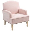Ridstar Modern Fabric Accent Armchair with Vintage Wood Legs & Tacker Nail Trim for Bedroom & Living Room-Pink - 2 of 4