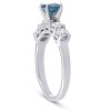 Pompeii3 1 1/2ct Blue & White Diamond Engagement Ring 14k White Gold - 3 of 4
