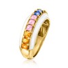 Ross-Simons 1.30 ct. t.w. Multicolored Sapphire Ring With White Enamel in 18kt Gold Over Sterling - 3 of 4