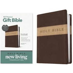 Premium Gift Bible Nlt, Filament Enabled, Tutone (Leatherlike, Dark Brown/Tan, Red Letter) - (Leather Bound) - 1 of 1