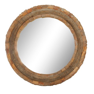 Rustic Wood Decorative Wall Mirror Natural Brown - Olivia & May