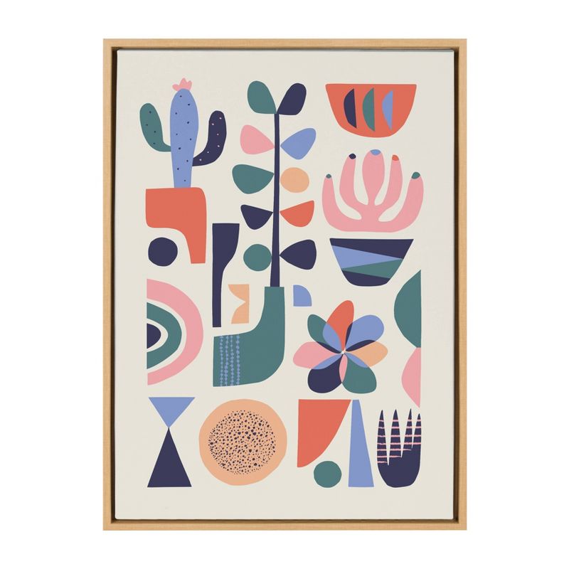 Sylvie Mid Century Succulents by Rachel Lee Framed Wall Canvas Natural - Kate & Laurel All Things Decor, 1 of 9