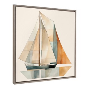 Kate & Laurel All Things Decor 30"x30" Sylvie Mid Century Modern Geometric Sailboat Framed Canvas by The Creative Bunch Studio Gray - 1 of 4