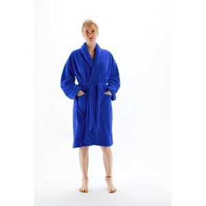 BC BARE COTTON Womens Shawl Robe Microfiber Plush Fleece Bathrobe - 1 of 4