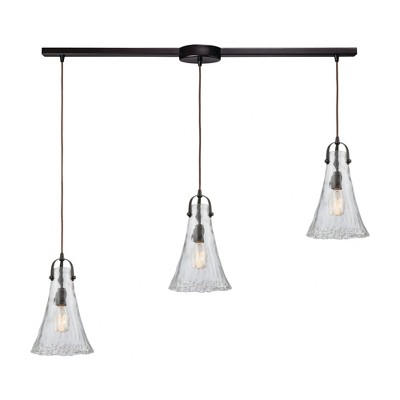 Elk Home Hand Formed Glass 3 - Light Chandelier in  Oil Rubbed Bronze
