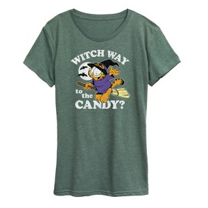 Women's - Garfield - Witch Way To The Candy Short Sleeve Graphic T-Shirt - 1 of 4