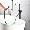Cobbe Single Handle Freestanding Floor Standing Bathtub Filler Faucet Bathtub Filler with Swivel Spout and Handheld Shower Matte Black - 4 of 4