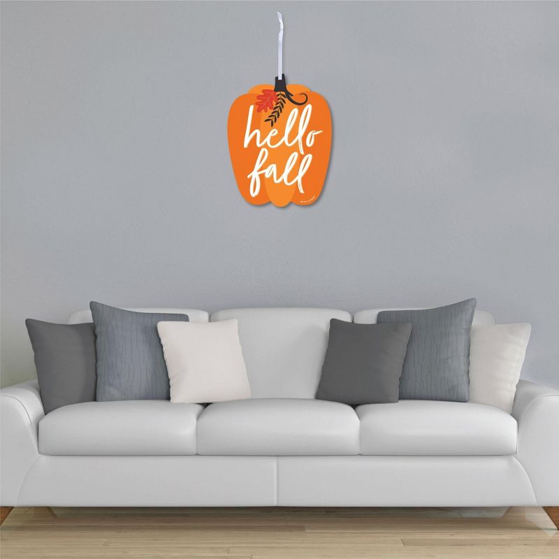 Big Dot of Happiness Fall Pumpkin - Hanging Porch Halloween or Thanksgiving Party Outdoor Decorations - Front Door Decor - 1 Piece Sign, 3 of 9