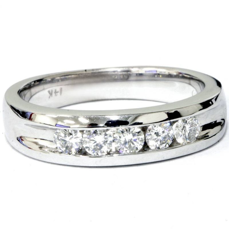 Pompeii3 1/2ct Diamond Mens Wedding Ring Channel Set High Polished Band 14K White Gold - Size 8, 4 of 6