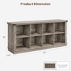 8 Cube Storage Organizer Bookshelf, 3 Tier Farmhouse Horizontal Bookcase, 62 Inch Wood Storage Bookcase for Entryway, Long Low Bookshelves - 2 of 4
