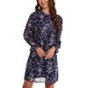 Women's Ruffle Mock Neck Long Sleeve Floral Print Mini Dress Casual Pleated Flowy Babydoll Short Dress - 2 of 4
