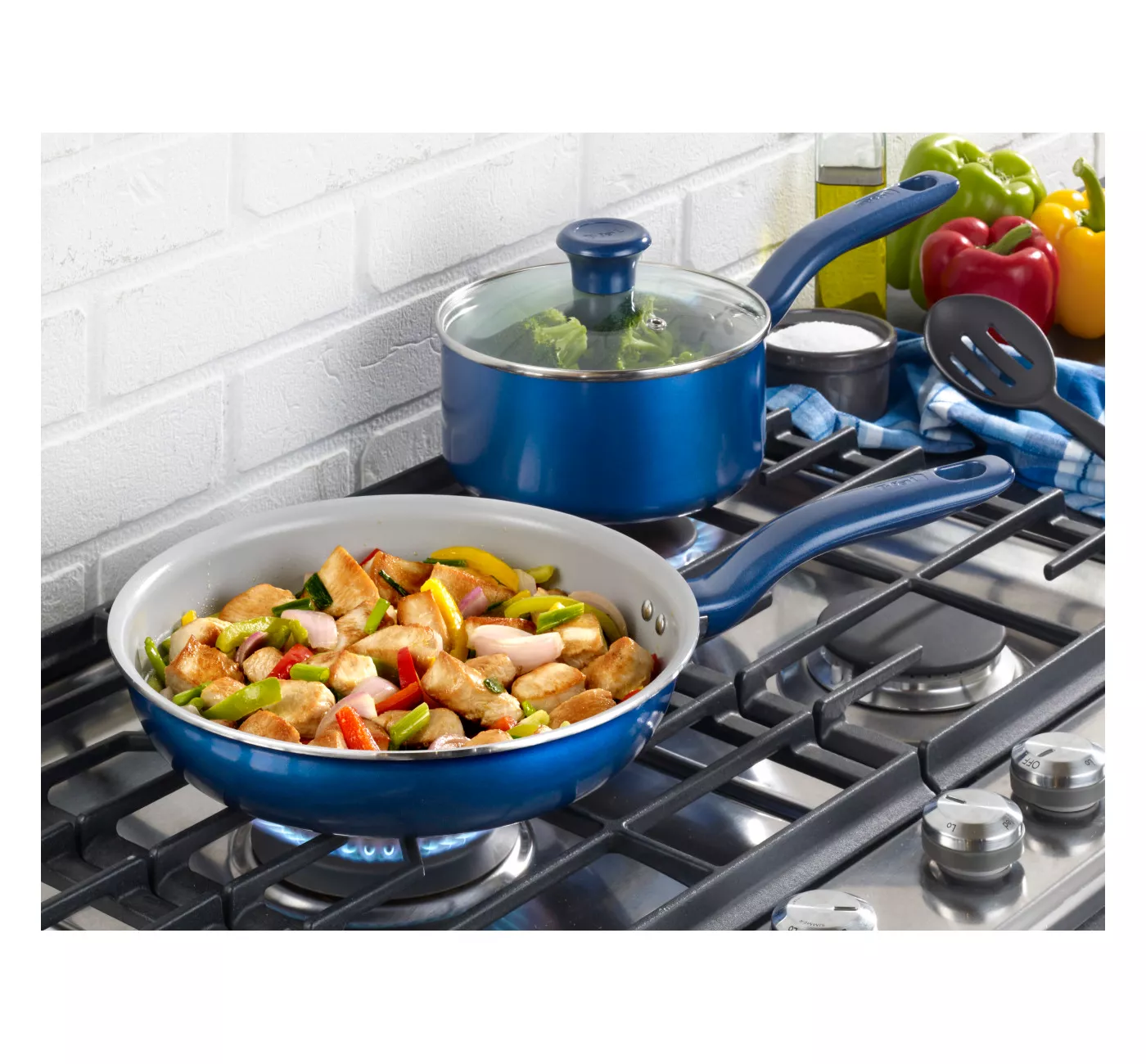T-fal 12pc Ceramic Cookware Set Blue - image 5 of 7