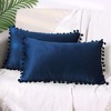 Unique Bargains Farmhouse Bedroom Decorative Velvet Pompoms Fringe Throw Pillow Covers 2 Pcs - 2 of 4