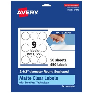 Avery Matte Clear Labels,  2-1/2" diameter Round Scalloped - 1 of 4