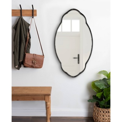 30" Gold Oval Scalloped Vanity Wall Mirror