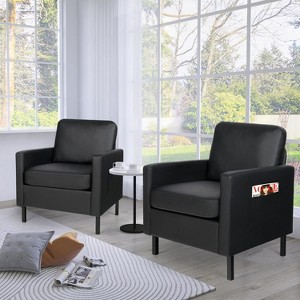 Mid-Century Fabric Armchair, Upholstered Armchair with Scooped Arms for Bedroom, Apartment, Dark Grey - 1 of 4