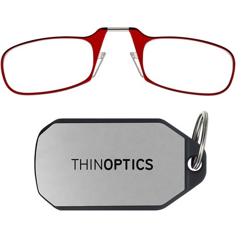 Thinoptics Armless Reading Glasses With Keychain Case - +2.00 - Red/silver  : Target