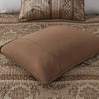 Full Brown Reversible Jacquard Coverlet Set with Shams and Pillows