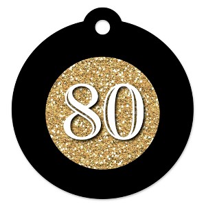 Big Dot of Happiness Adult 80th Birthday - Gold - Birthday Party Favor Gift Tags (Set of 20) - 1 of 4